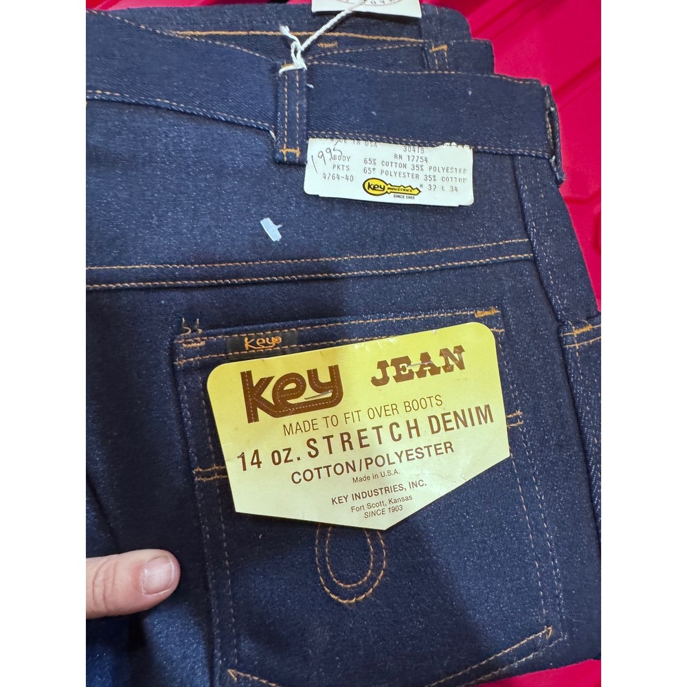 Vintage Key Industries Mens 32x34 Stretch Denim Bootcut Jeans Made in USA 30418